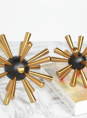 家居软装饰品样品房桌面橱柜玄关柜摆饰金色海胆球刺球创意摆件