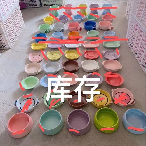 宠物陶瓷碗双碗猫碗陶瓷狗盆狗碗微瑕宠物饮水碗黑色猫咪碗狗碗