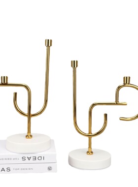 现代简约金属烛台样板房售楼部卧室客厅书房餐厅厨房家居饰品摆件