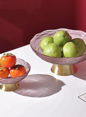 日韩现代网红水晶玻璃果盘糖果水果盘套装创意客厅茶几装饰摆件