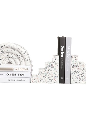 新中式水磨石书挡样板房售楼部卧室书房客厅餐厅桌面玄关饰品摆件