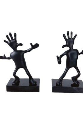 新中式现代创意人物雕塑运动黑色巴掌人小摆件样板间软装饰品