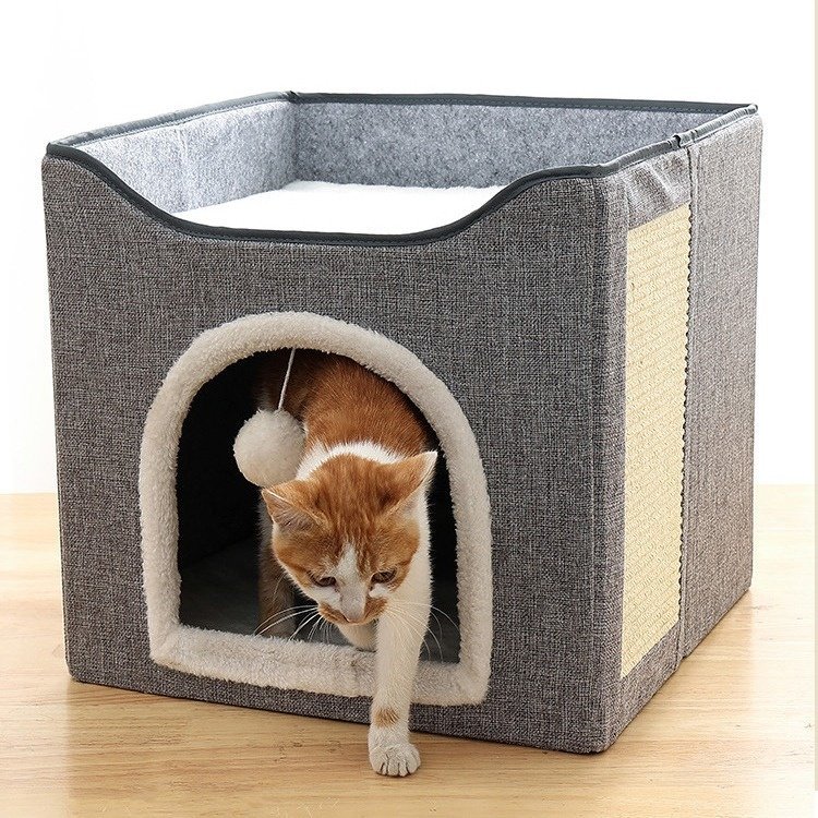 双层猫窝带毛球猫抓板可折叠便携宠物窝四季通用猫屋猫别墅,宠物/宠物食品及用品,猫笼子/猫别墅,淘宝优惠券,粉丝福利购,淘宝优惠卷