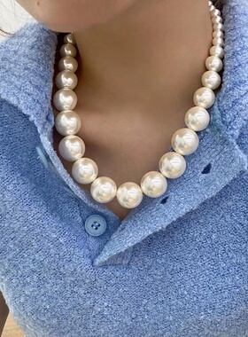 法式秋冬复古大小珍珠项链轻奢高级感锁骨链气质简约百搭小众项饰
