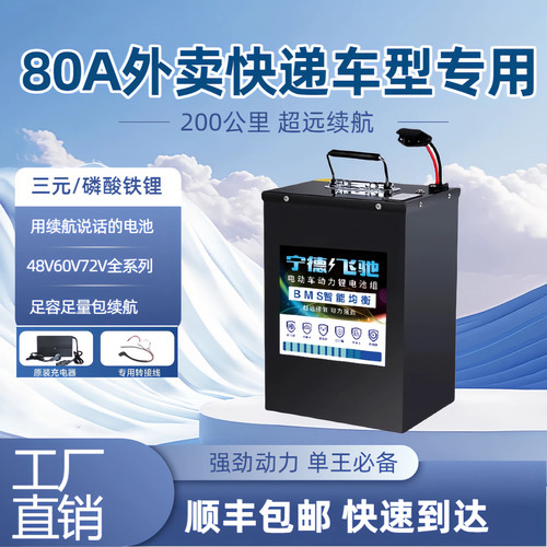 电动车磷酸铁锂电池60V30A40A60A外卖快递二轮大容量国轩锂电池