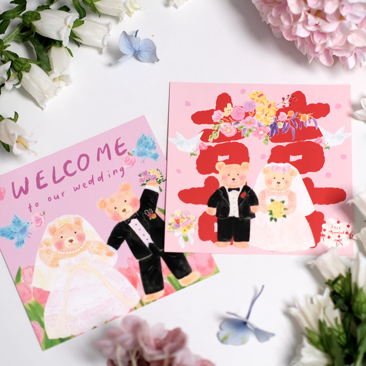 super&jane原创可爱结婚请柬 订婚喜帖婚宴婚礼邀请函 高级感谢卡