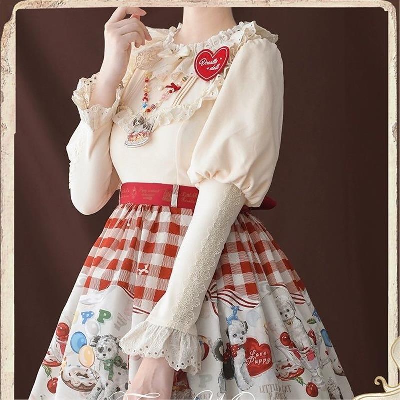 暖绵绵~lolita秋冬加绒保暖内搭衬衫圆领荷叶边羊腿袖优雅显瘦