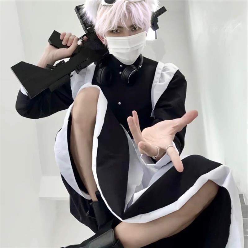 万圣节COS男仆装黑白五条悟cosplay服女佣长款咖啡厅制服男穿女仆