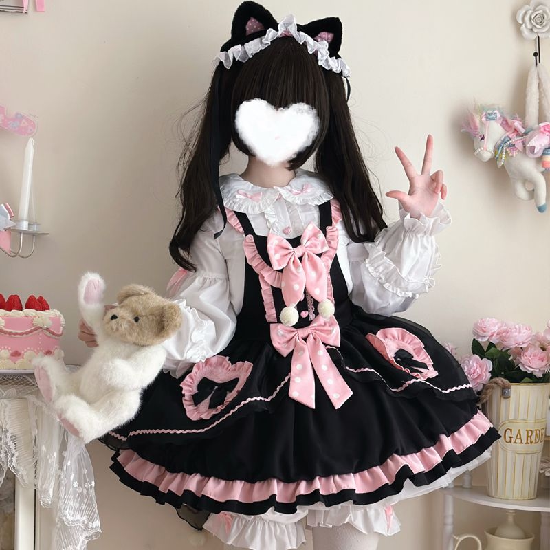 ~原创设计Lolita洋装可爱花苞裙jsk背带连衣裙秋