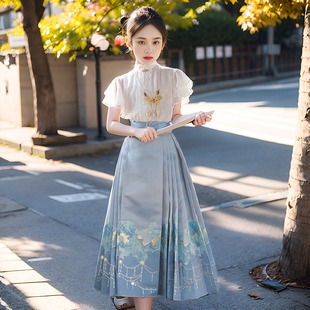 半身裙夏季 儿童改良明制上衣汉服女童中国古风马面裙套装 新款 薄款