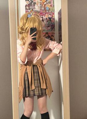 现货citrus柑橘味香气cosplay蓝原柚子套装同款百褶裙粉衬衫百搭