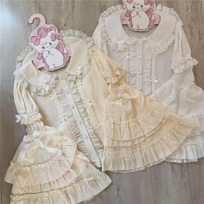 现货原创洛丽塔Lolita内搭娃娃领可拆短袖拼接姬袖长袖衬衫女上衣