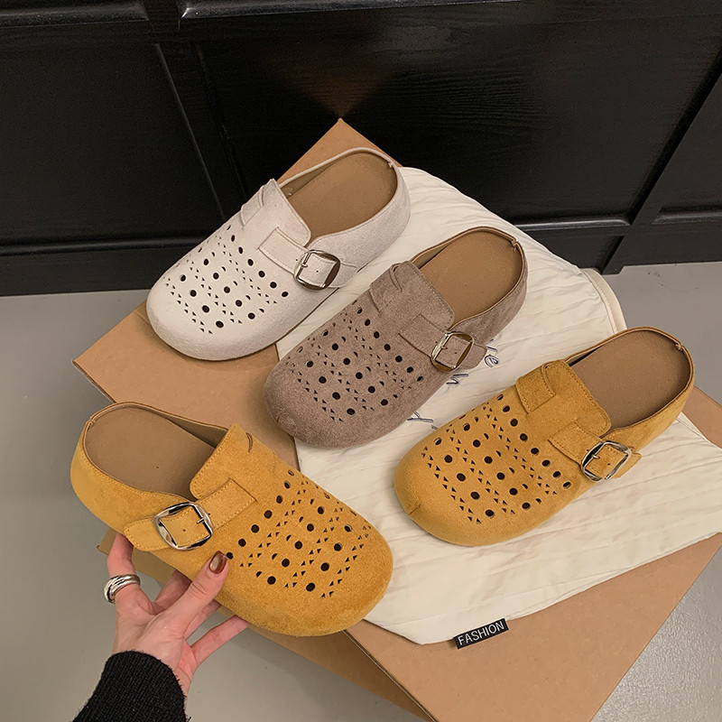 内增高包头半拖鞋女外穿2026新款配裙子镂空凉鞋夏季一脚蹬勃肯鞋