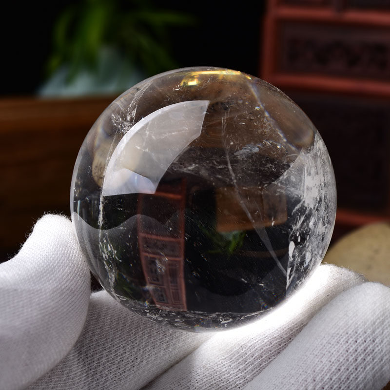 一物一图优质天然白水晶球摆件原矿石打磨巴西透明送鉴定证书