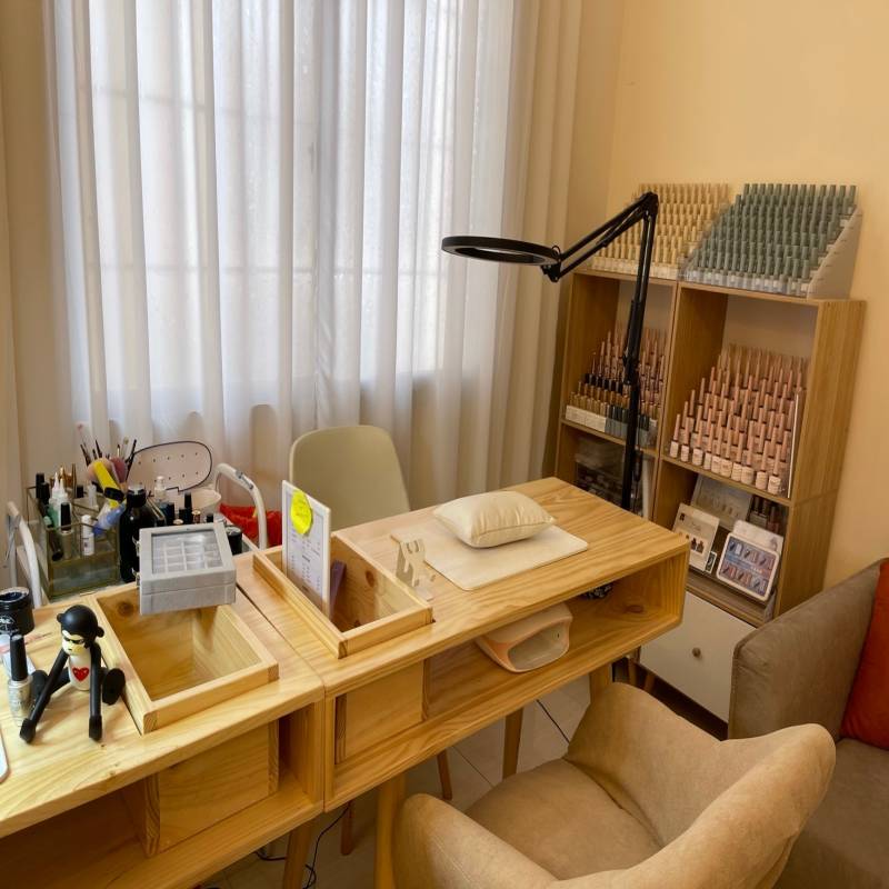 日式美甲桌子实木单双人美甲台现代简约吸尘器美甲桌椅套装经济型