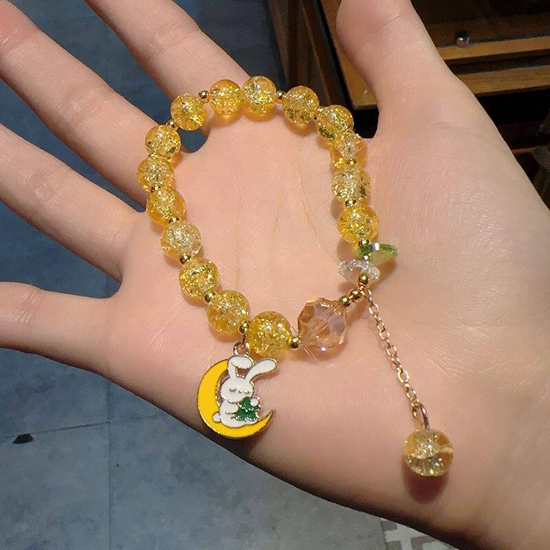 새로운 폭발적인 크리스탈 인터넷 연예인 컬러 팔찌 여성 슈퍼 요정 학생 손 기능 한국어 버전 간단한 틈새 보석