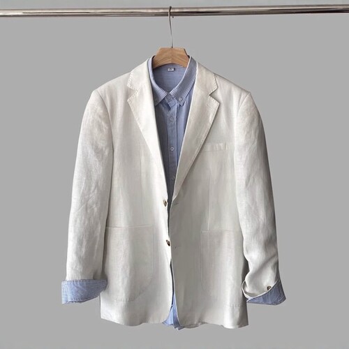 春夏新款亚麻西服透气舒适轻便
