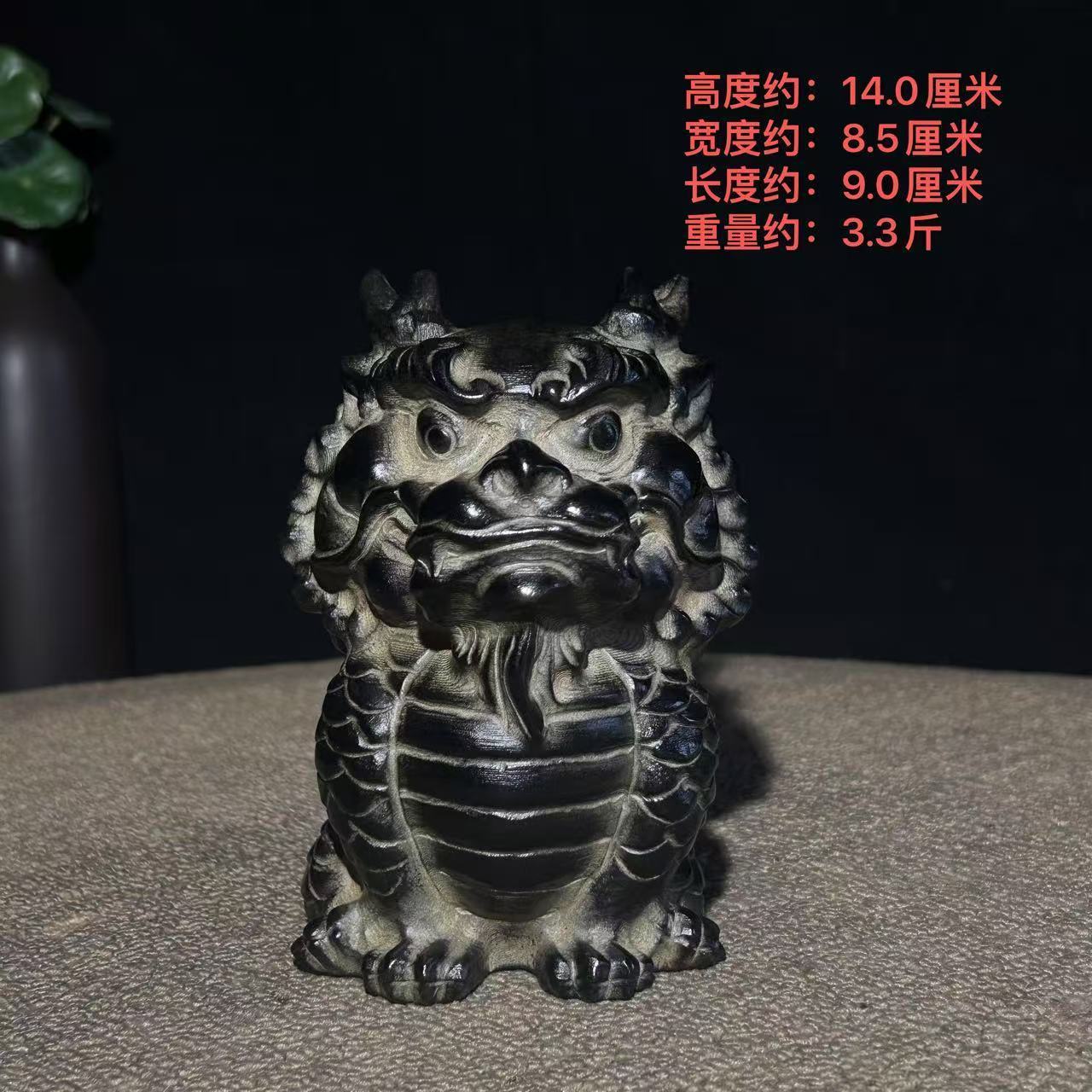天然青石雕刻复古仿古麒麟茶宠流桌面摆件