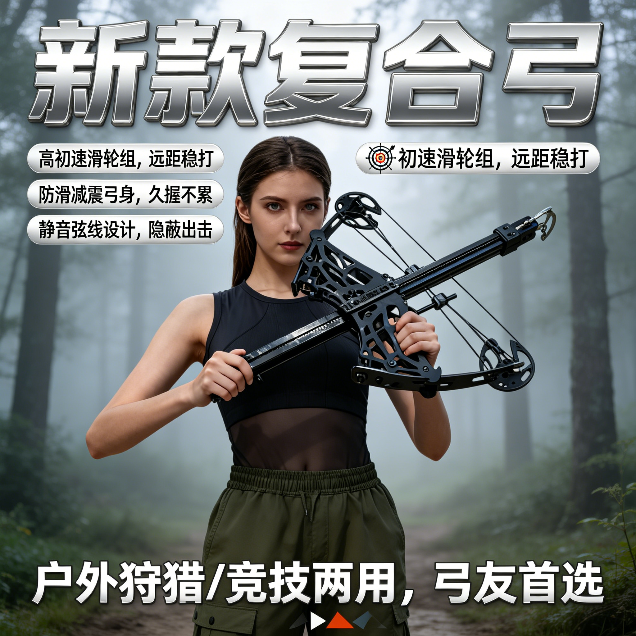 弹弓高精度枪式斑鸠王子金属复合弓钢珠射箭两用款弹弓成年人专用