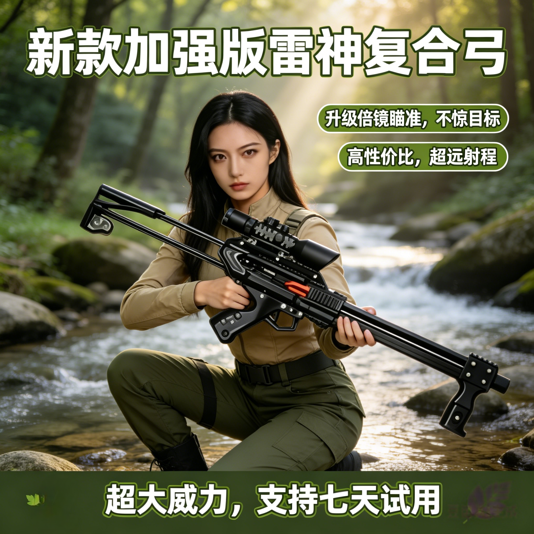 户外射击雷神弹弓复合弓加强版仿真软弹枪钢珠射箭玩具枪德国精工
