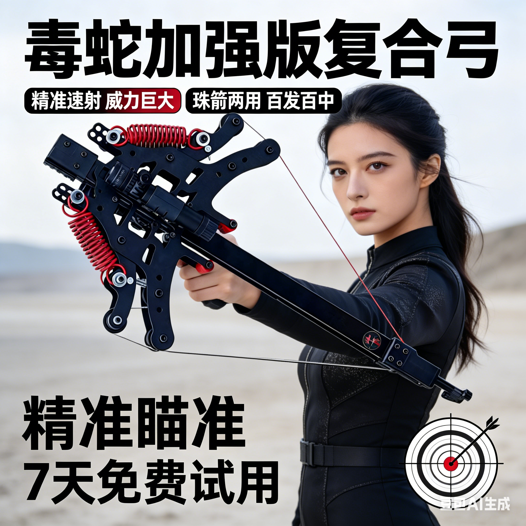 新款40连发成年人专用高精度复合弓射击小型枪式弹弓狙击激光户外