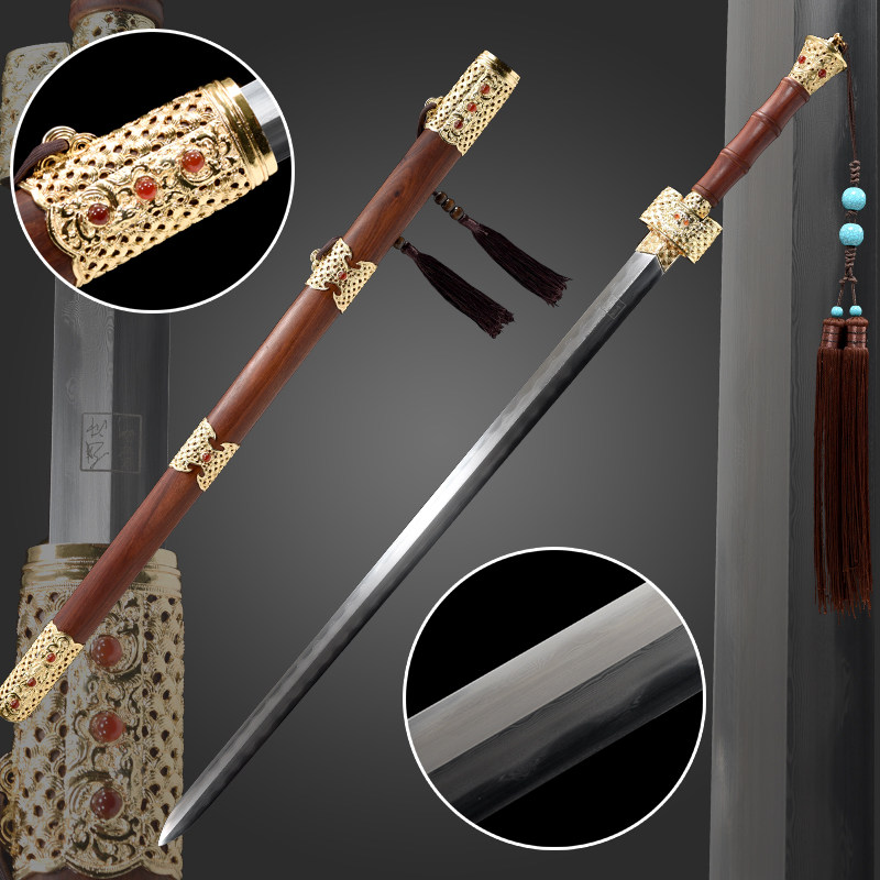 龙泉尊武刀剑手工九五至尊剑 赵沛炎作名剑收藏花纹钢汉剑未开刃