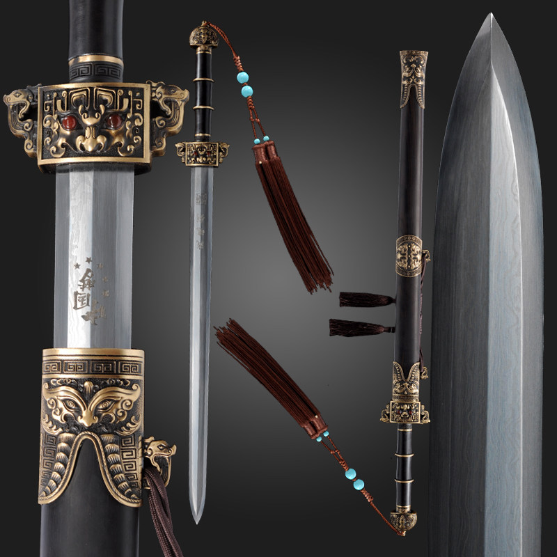 龙泉尊武刀剑文化 战魂剑 宝剑汉剑唐剑秦剑花纹钢长剑 未开刃