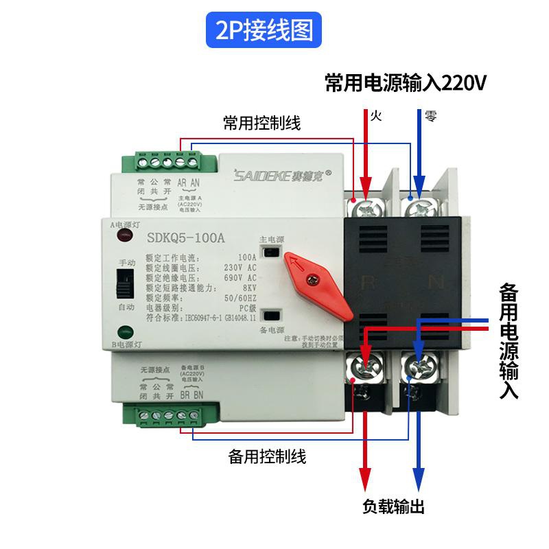 不断电双电源全自动转换开关家用2p3p4p两路切换开关隔离型双电.