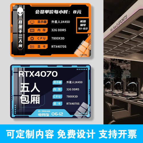网吧包厢门牌座位数字号