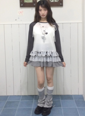小猫藏星StarryKitty* 冷飲联名蛋糕长袖T恤罩衫*面料有凉感较透