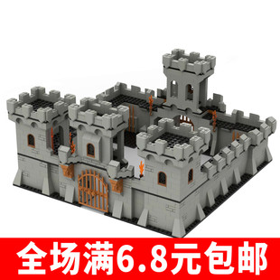 moc积木场景 中世纪古代城墙楼塔城门城堡围墙城市配件 兼容国产