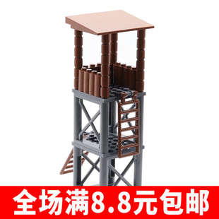 兼容国产小颗粒积木moc吃鸡游戏哨塔模型拼装玩具孩子礼物益智