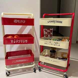 多层可移动金属收纳小推车置物架高颜值家用卧室客厅零食收纳架