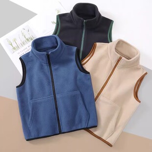 儿童马甲初冬薄款外套学生摇粒绒女童马夹男童保暖坎肩中大童背心