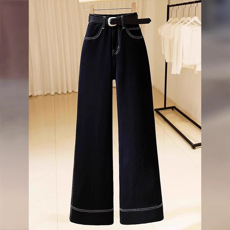 深色加厚直筒裤女2024新款秋冬