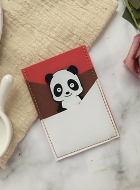 竖款卡通熊猫卡包撞色女士礼物礼品赠送新款证件女包包韩版潮女生