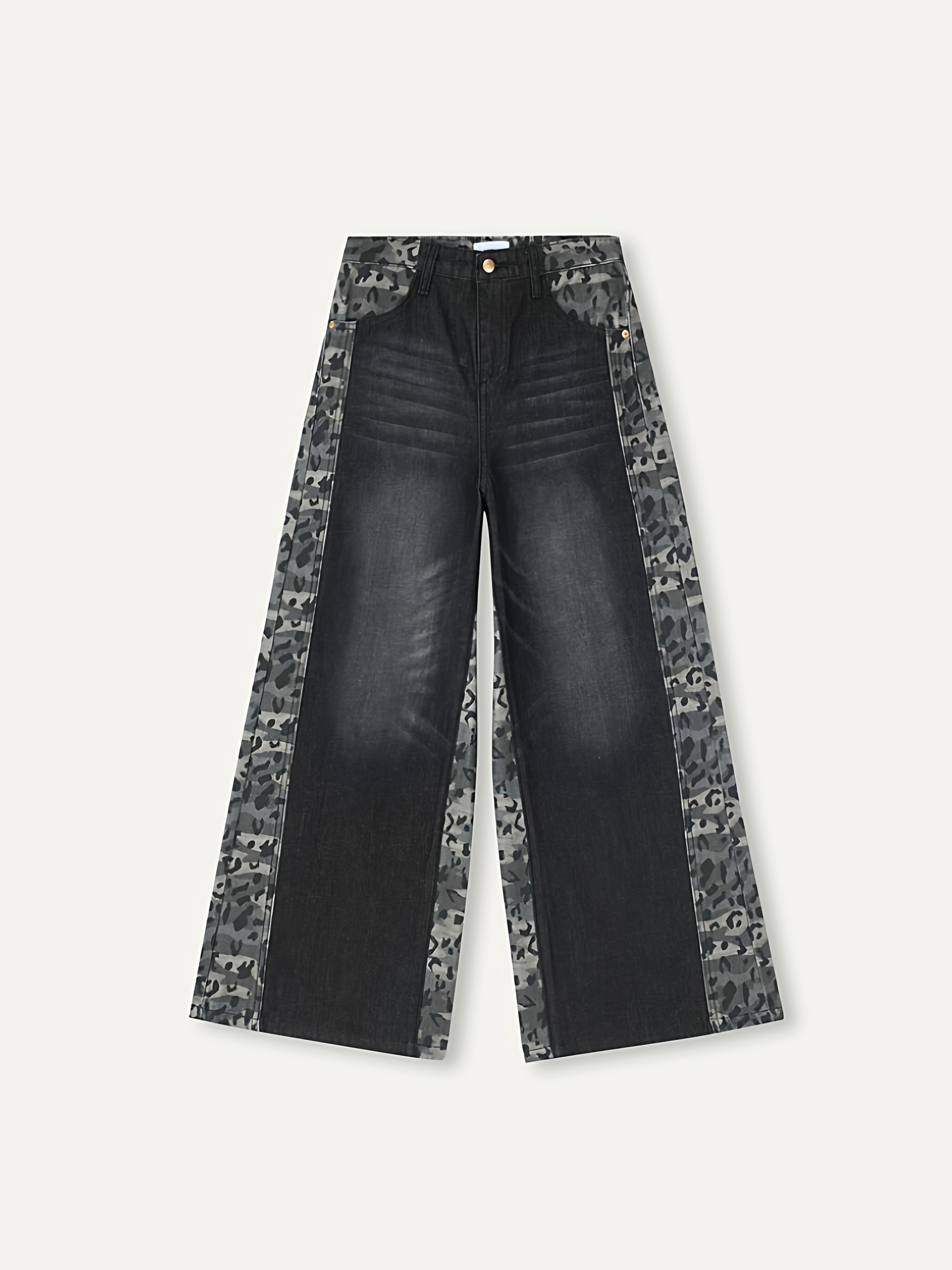 Leopard Print Wide Leg Jeans Retro Patchwork Denim - Product image 5