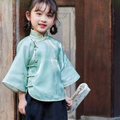 儿童旗袍女春秋夏季 女童夏上衣 中国风民国风民国装