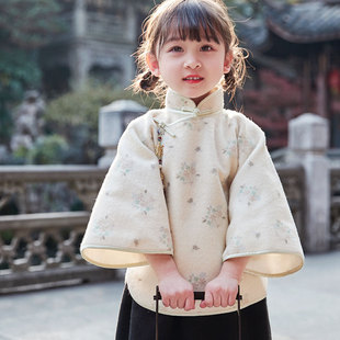 毛呢儿童旗袍秋款女秋冬中国风民国风女童冬款小女孩冬季拜年服
