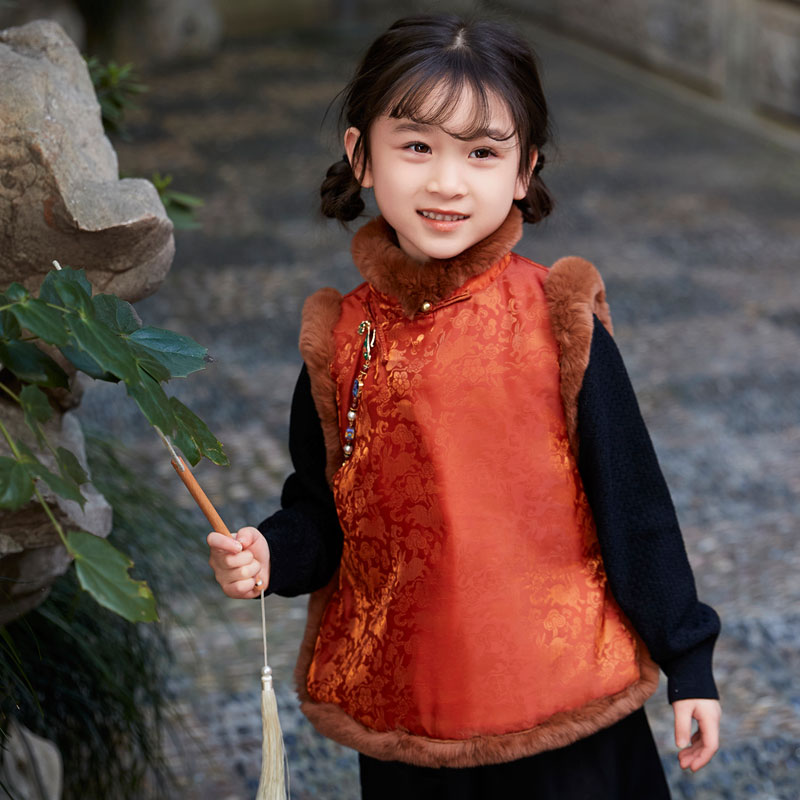 冬季棉袄小女孩儿童旗袍朝奈马甲