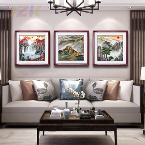 旭日东升国画办公室书房招财鸿运当头装饰画客厅中式风景山水挂f9