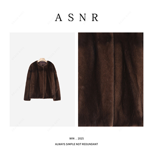 外套 衣长58圆领进口天鹅绒水貂皮草女款 2312 辫子老板生日会