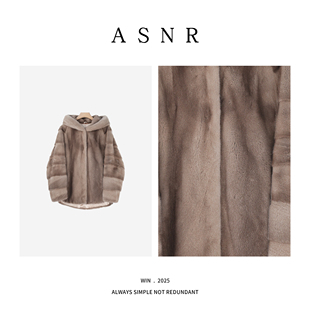 连帽进口天鹅绒水貂皮草外套 衣长72冬季 9910 辫子老板生日会