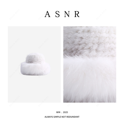 BRAID I 进口水貂毛狐狸毛冬季时尚渔夫帽 MZ100140