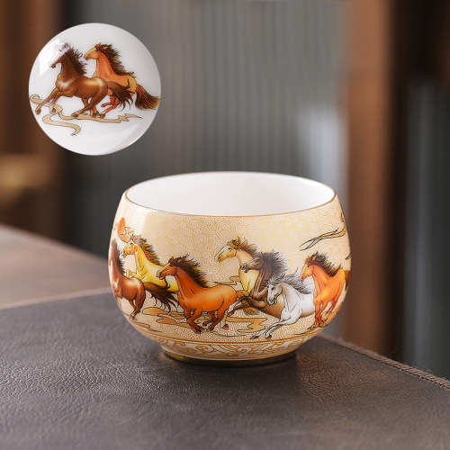 高端羊脂玉杯单杯茶杯主人杯品茗杯茶盏大号家用个人杯功夫茶杯