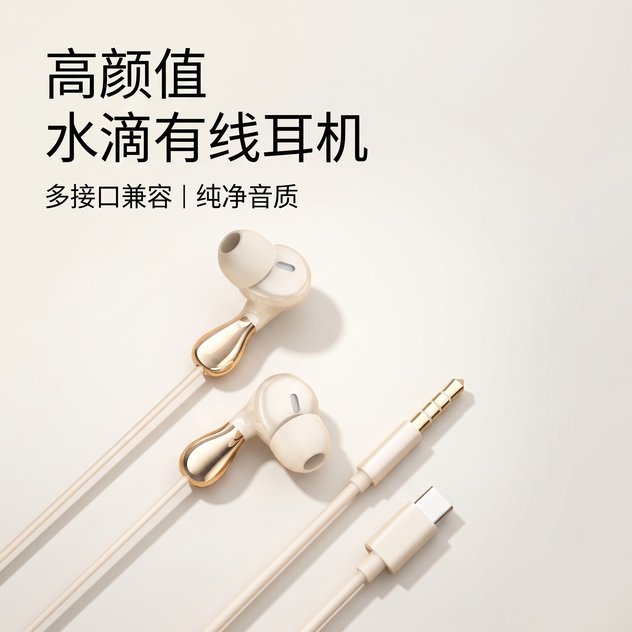 通用有线耳机入耳式线控带麦Typec游戏K歌适用于OPPO华为vivo小米