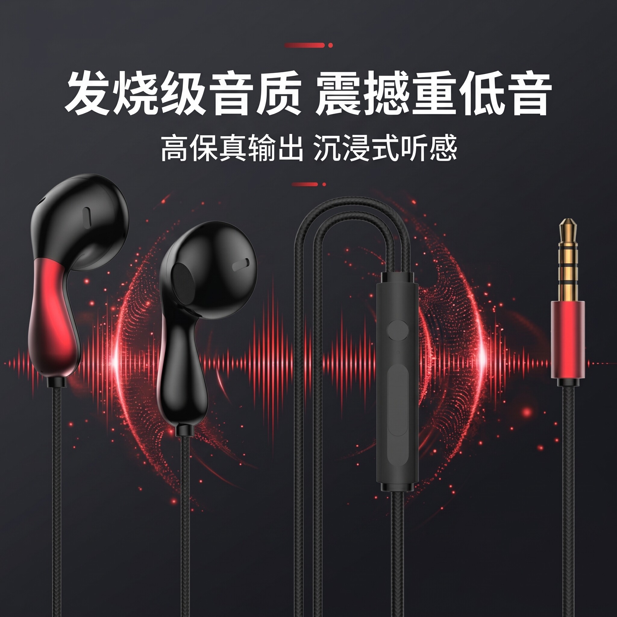 手机耳机半入耳式高音质适用于vivo华为oppo圆孔typec有线K歌带麦图片
