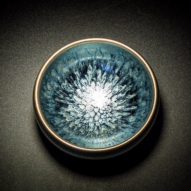 盏杯建窑建盏茶杯曜变油滴蓝