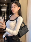 Весенний трикотажный базовый приятный телу демисезонный короткий свитер, квадратный вырез, изысканный стиль