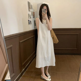 海边度假气质长裙 法式 高级感白色无袖 背心连衣裙子女夏季 2025新款